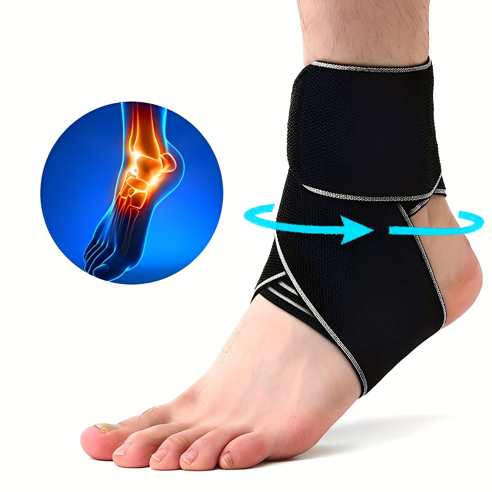 Ankle Mobility Band - 1個入り足首サポートブレース、男女兼用、快適な足首固定具、活動用調整可能な圧迫ラップ