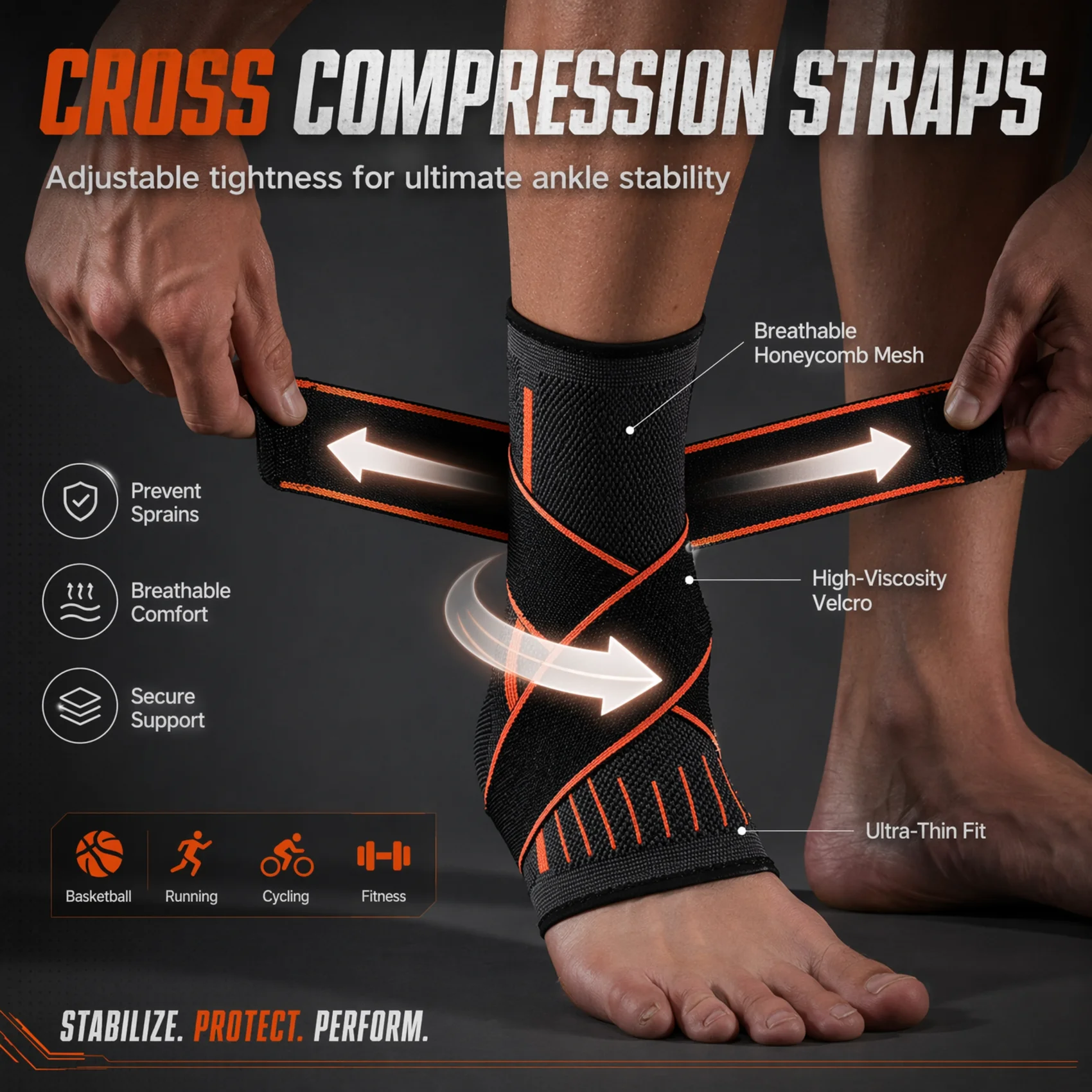 通気性のある圧縮足首ブレース、調節可能な捻挫防止足首サポート - Ankle Mobility Band のレビューと価格