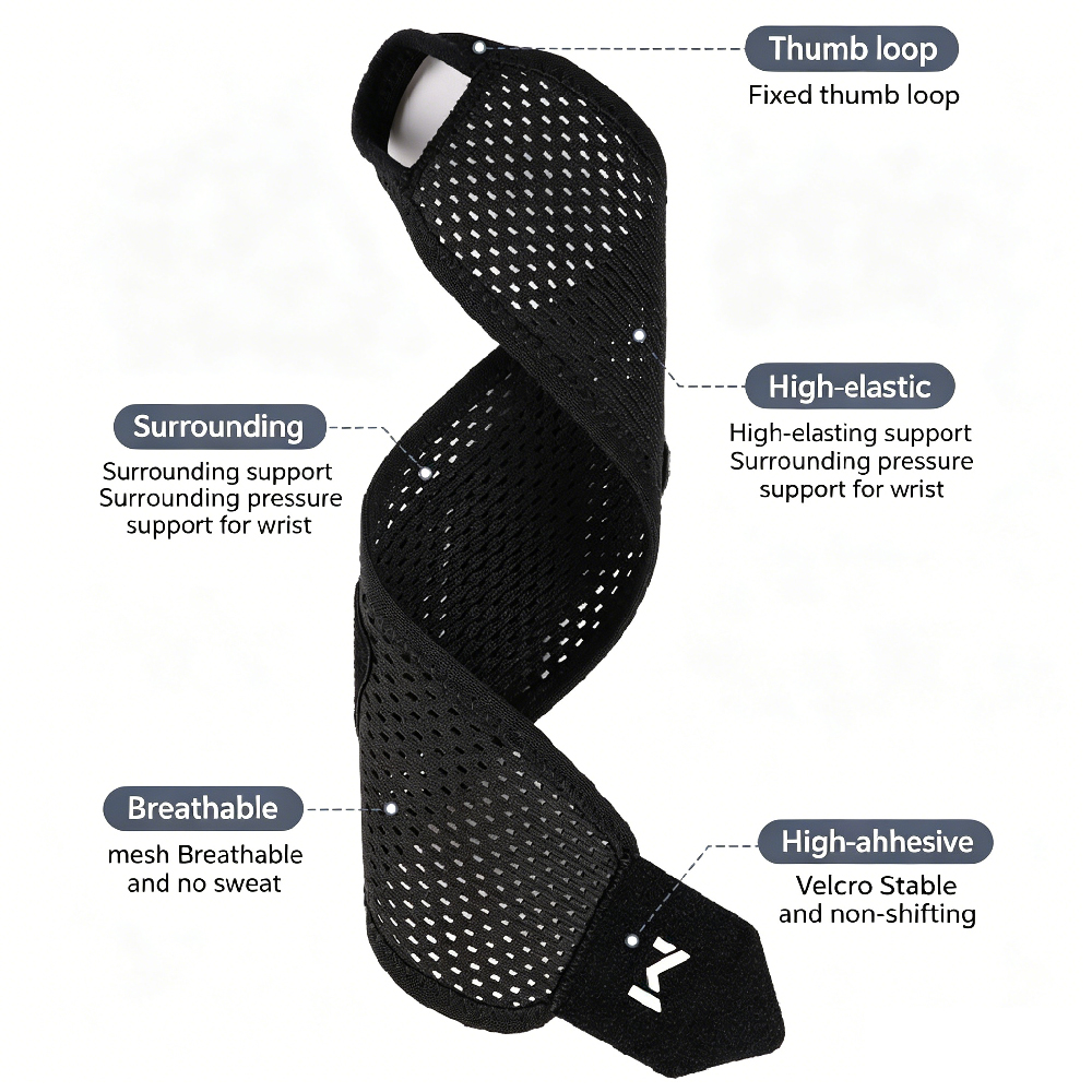 1 個の調節可能な圧縮メッシュリストサポートブレース、通気性 - Wrist Wrap Support のレビューと価格