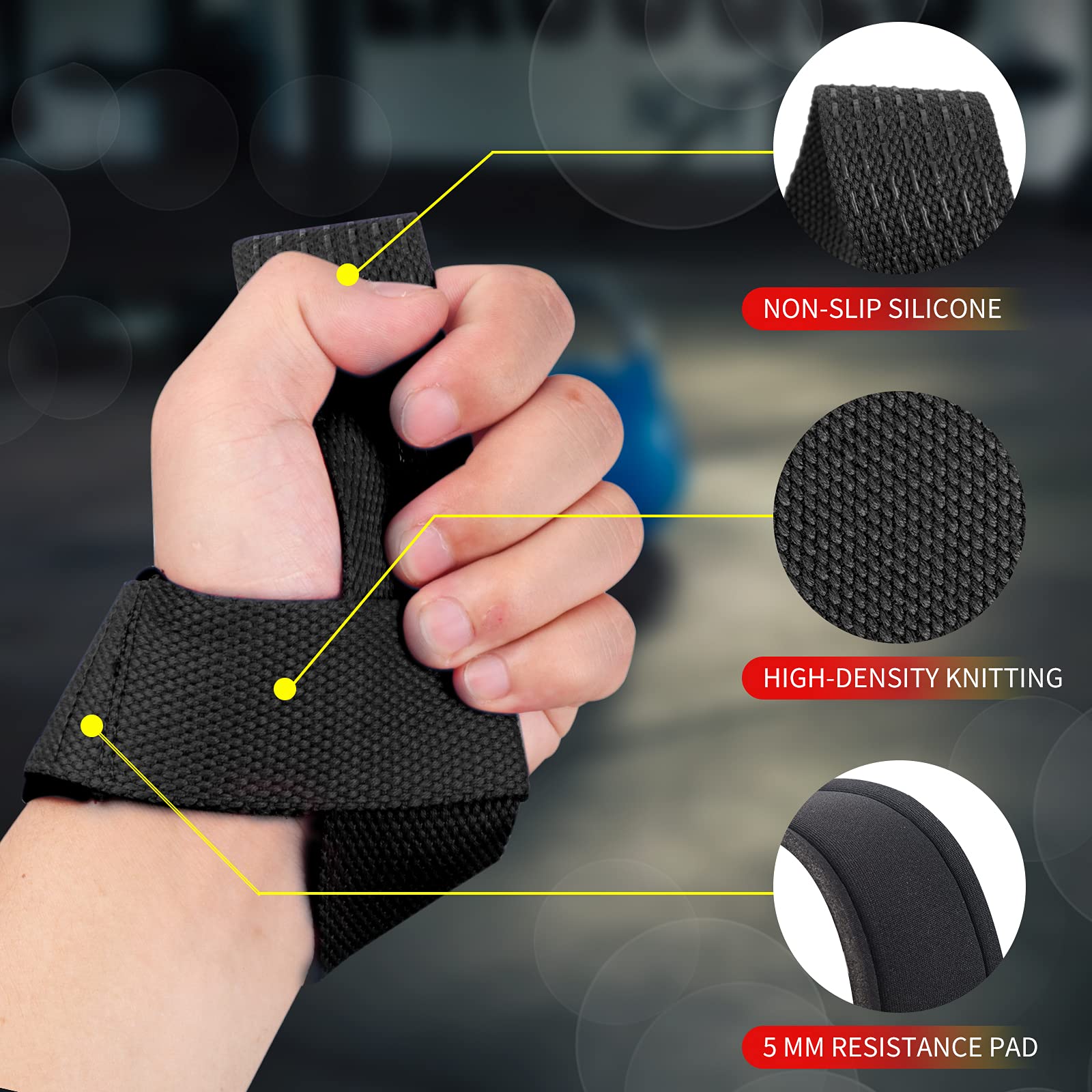 2個入りジムリフティングストラップ、フィットネスグローブ、滑 - Wrist Wrap Support のレビューと価格